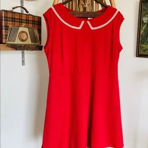 Myrtlewood for ModCloth Red Dress with Lace Trim